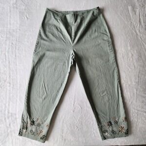 Northern Reflections Capri Pants Womens 10‎ 30W 22L Embroidery Sage Green Y2K